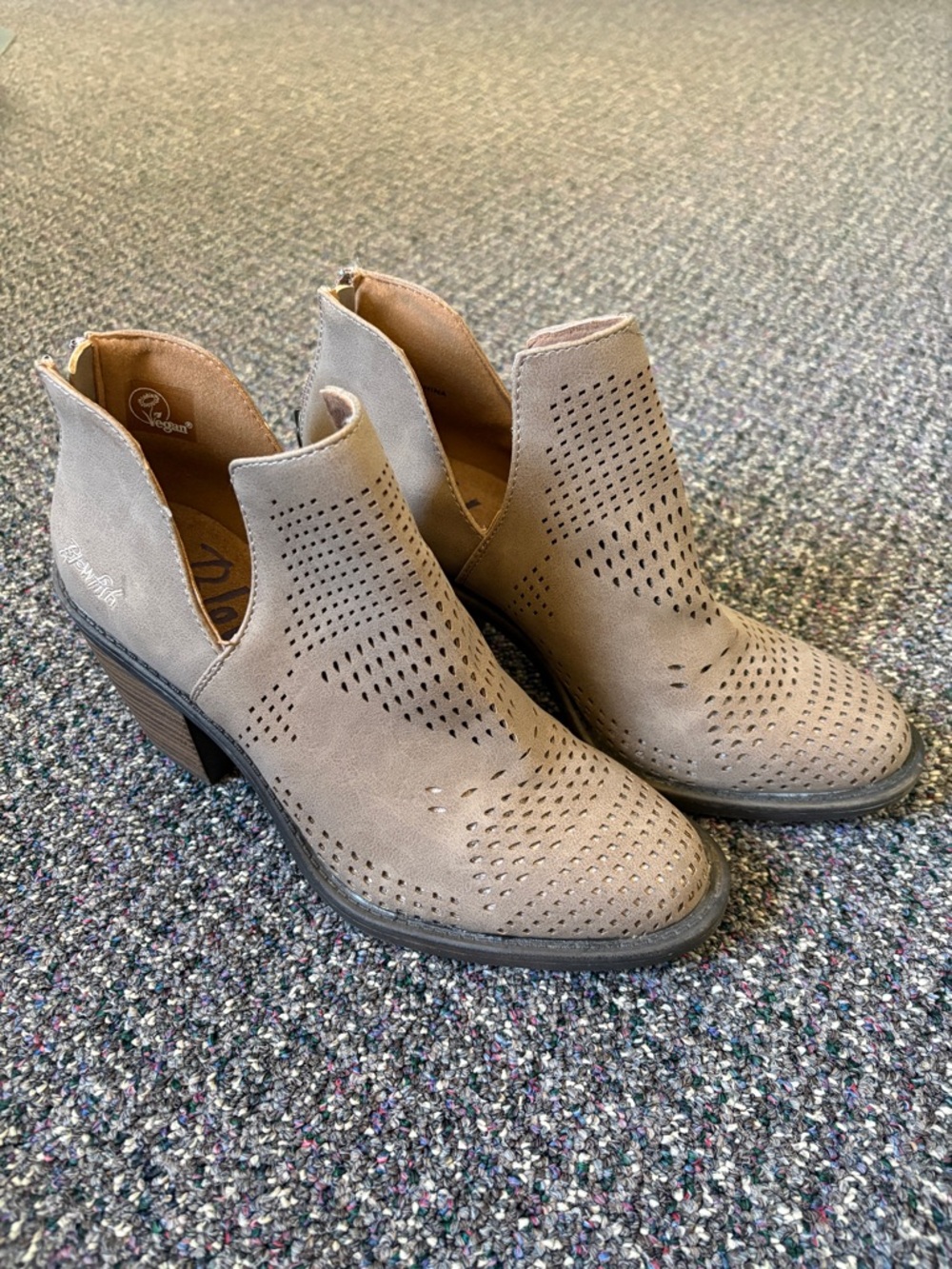 Blowfish Taupe Perforated Ankle Booties - Women - Never Worn